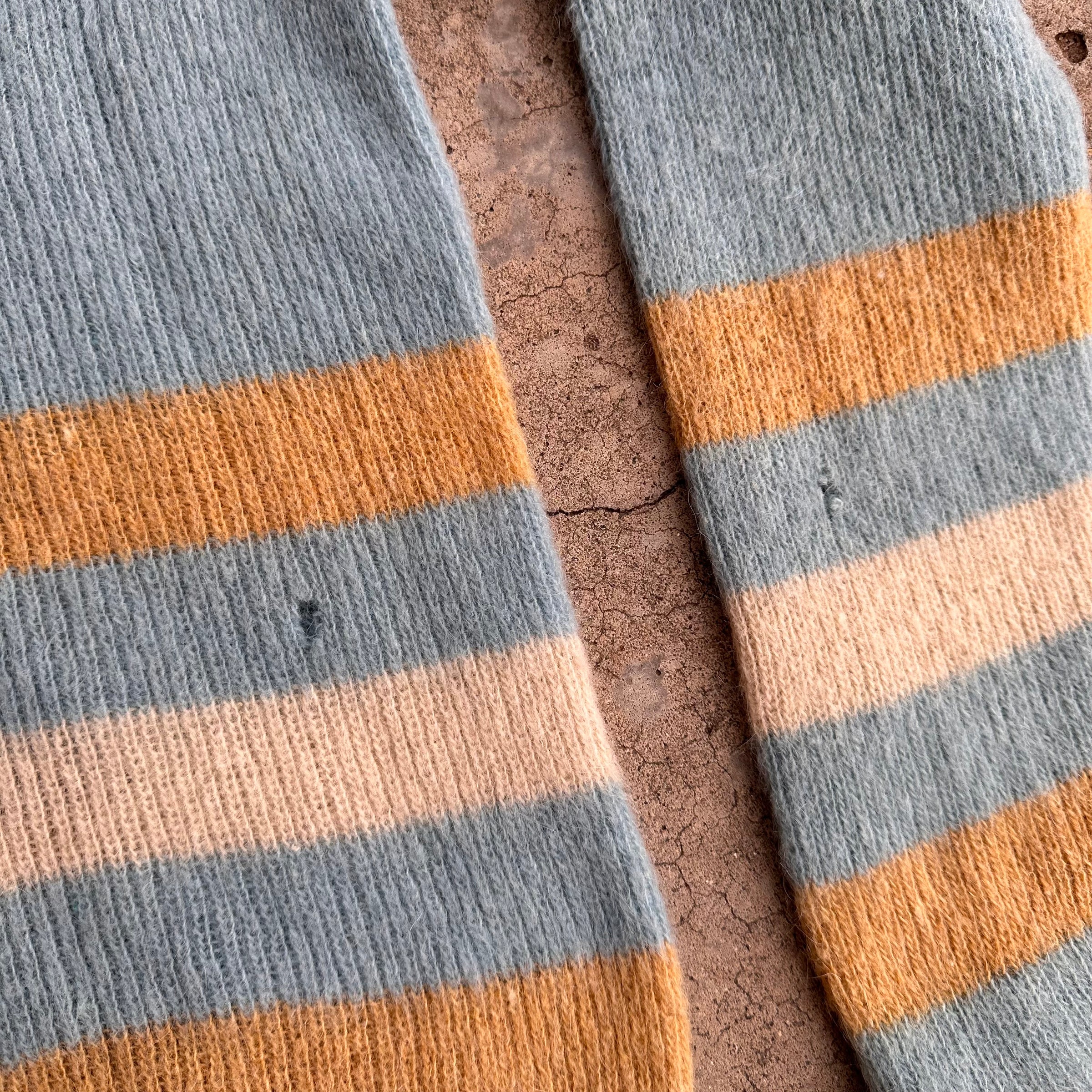 1960’s Light Blue Striped Mohair Cardigan Sweater Medium