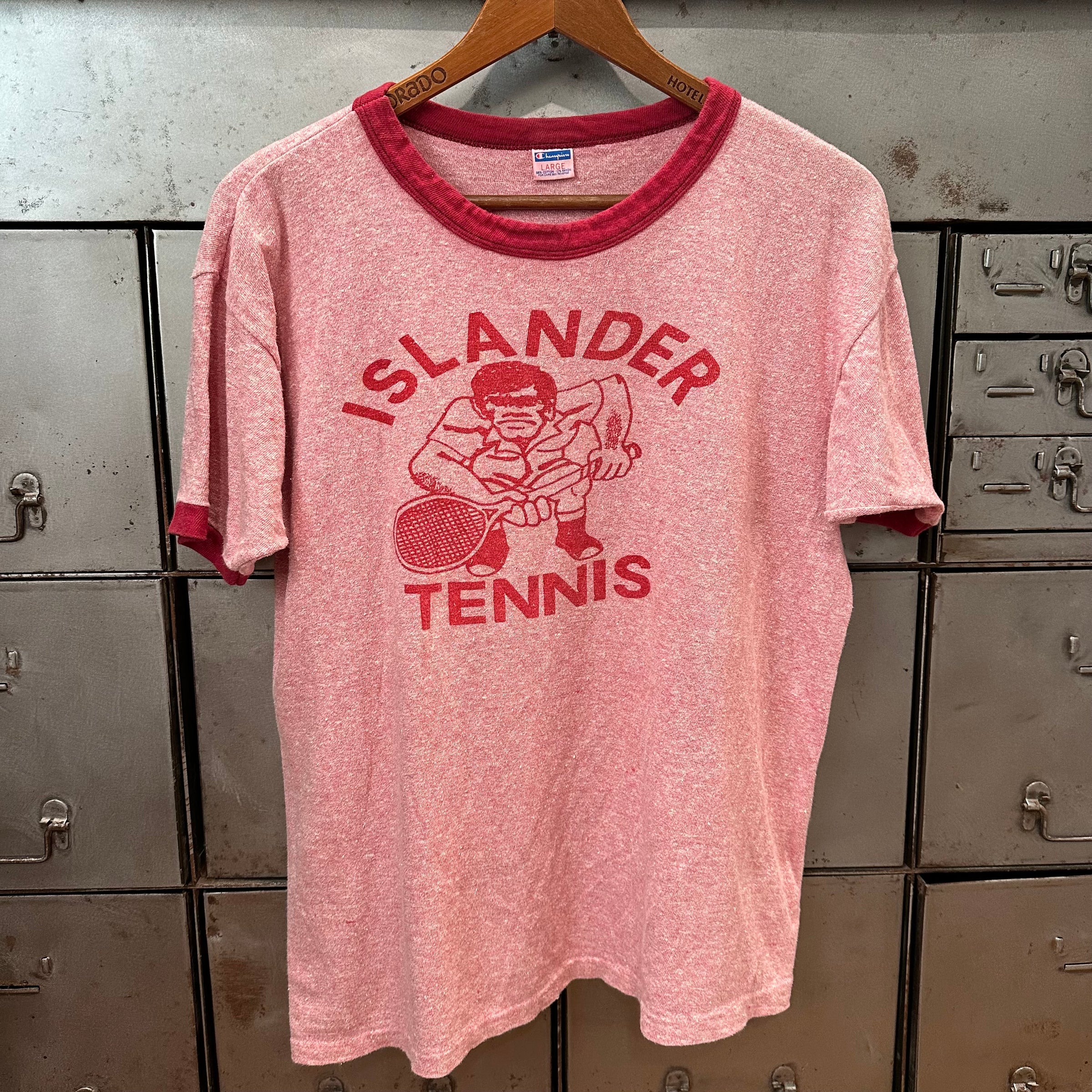 1970’s Islander Tennis Champion Blue Bar Ringer T-Shirt Large