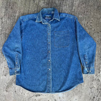 1980’s Eastern Mountain Sports Denim Button Down Shirt Medium