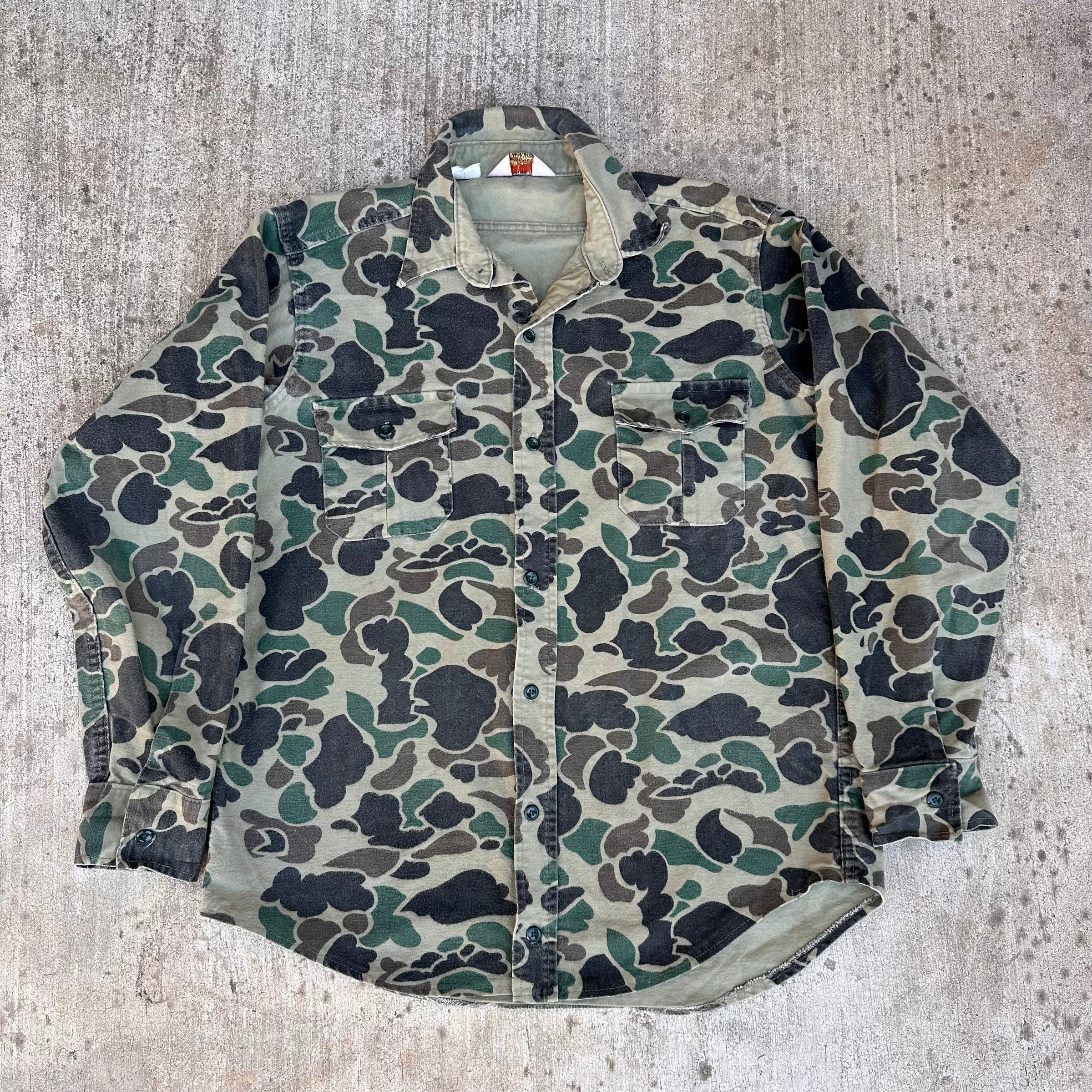 1970’s/80’s Cabelas Hunting Camo Brushed Cotton Flannel Shirt XL