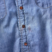 1960’s Embroidered Roebucks Chambray Western Shirt Large