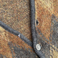 1960’s Wool Argyle Pattern Long Hair Cardigan Sweater 21” Chest