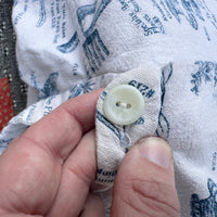 1970’s Banded Collar Antique Brochure Print Shirt 24” Chest