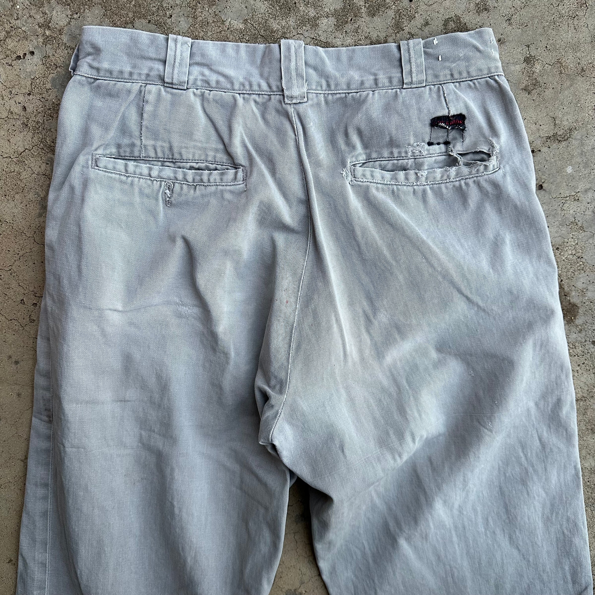 1950’s Anthony’s Buckhide Grey Sailcloth Cotton Work Pants 30” Waist