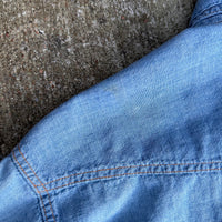 1960’s Embroidered Roebucks Chambray Western Shirt Large