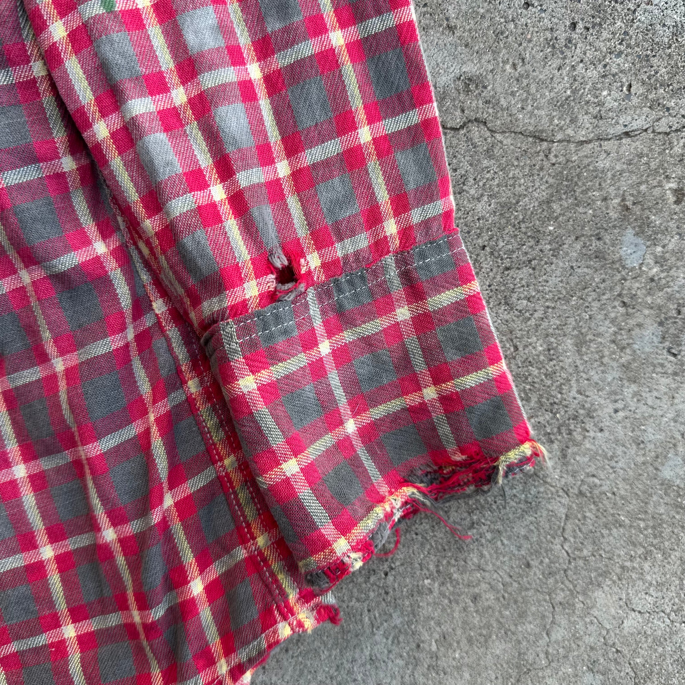 1950’s Thrashed Blue Bell Wrangler Cotton Flannel Shirt Large