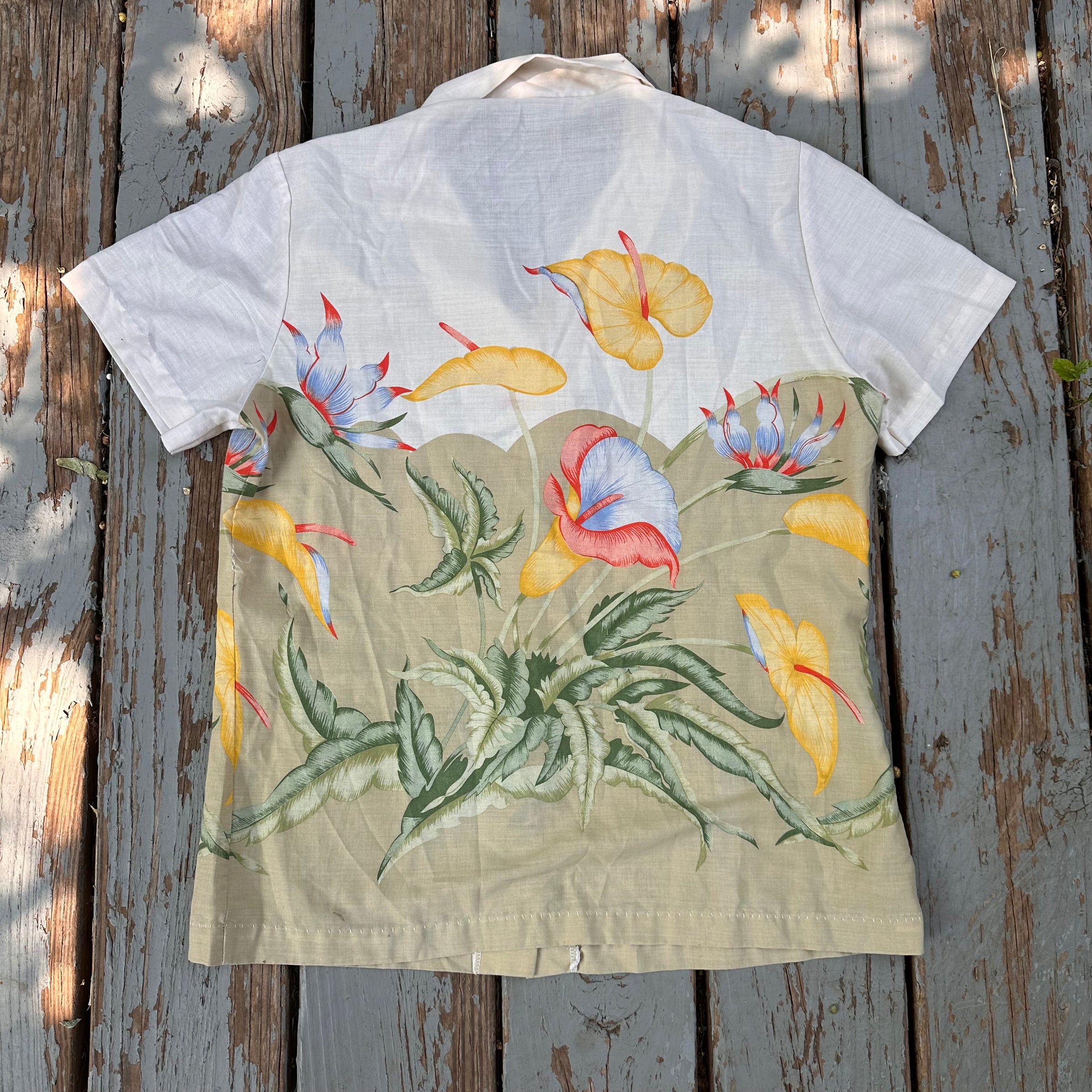 1970’s Flower Poly Blend Shirt Size 36