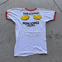 1970’s Pepe Lopez Tequila “Suck A Lemon” Ringer T-Shirt Small
