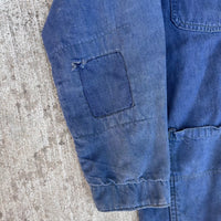 1960’s Animal Print Lined Vat Dyed Denim Chore Jacket 22.5” Chest