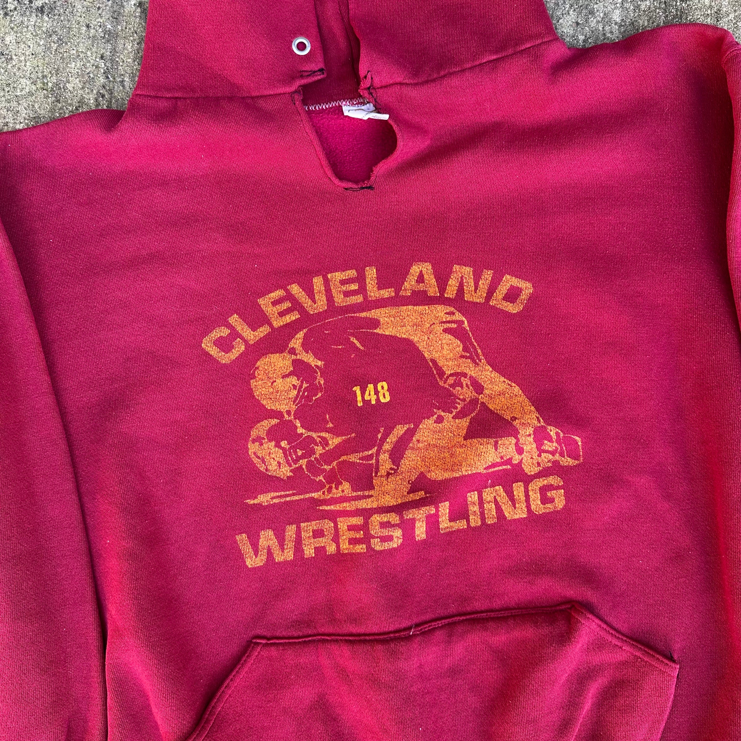1970’s Russell Athletic Cleveland Wrestling Hooded Sweatshirt 24” Chest