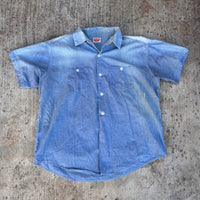 1950’s Powr House Repaired Chambray Work Shirt 26” Chest