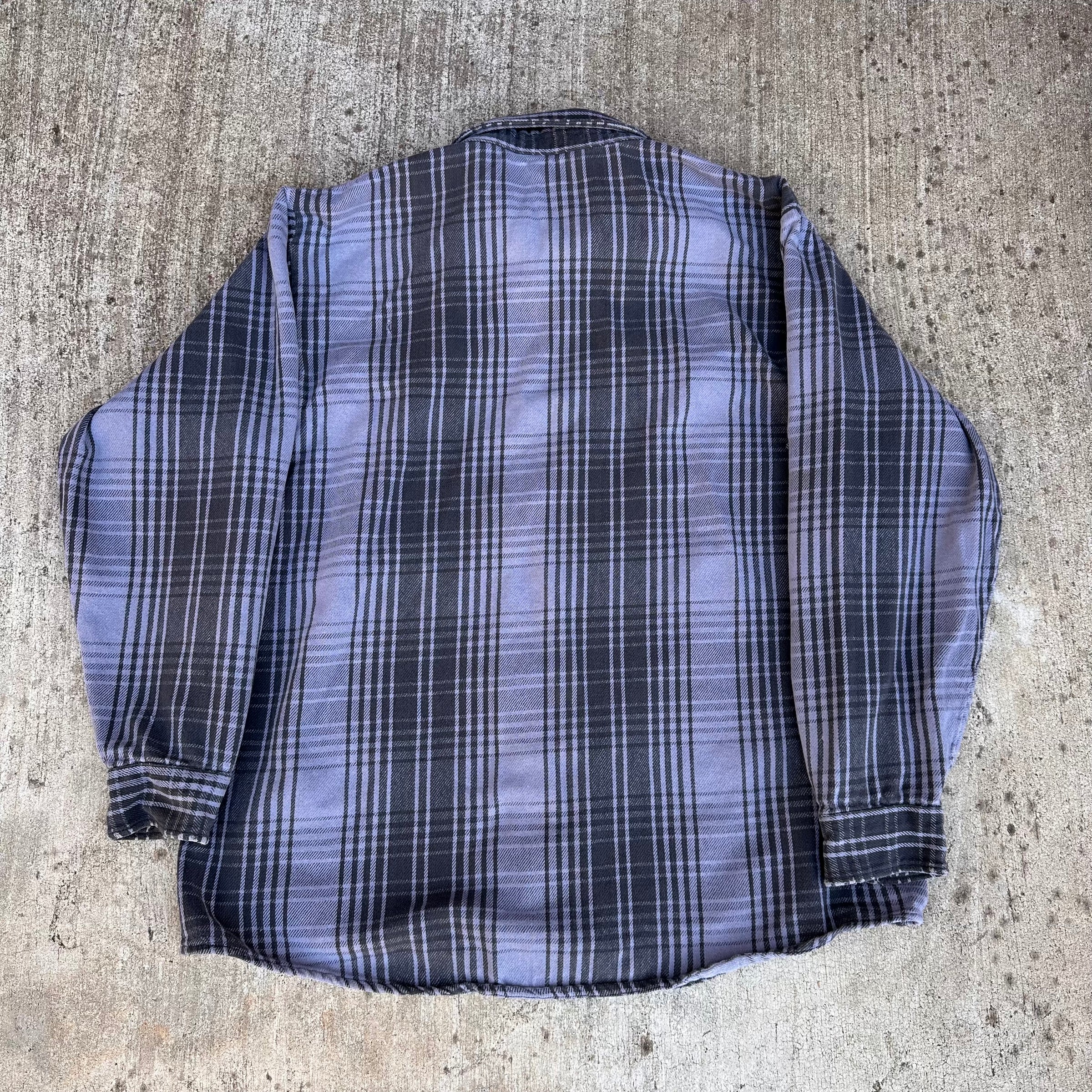 1980’s Osh’Kosh Black and Grey Cotton Flannel Shirt XL