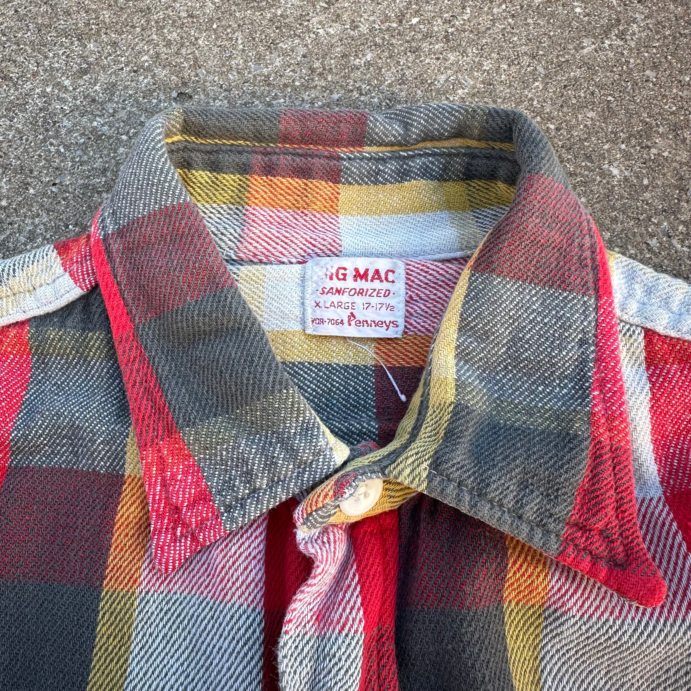 1950’s Big Mac Penney’s Plaid Cotton Flannel Shirt XL
