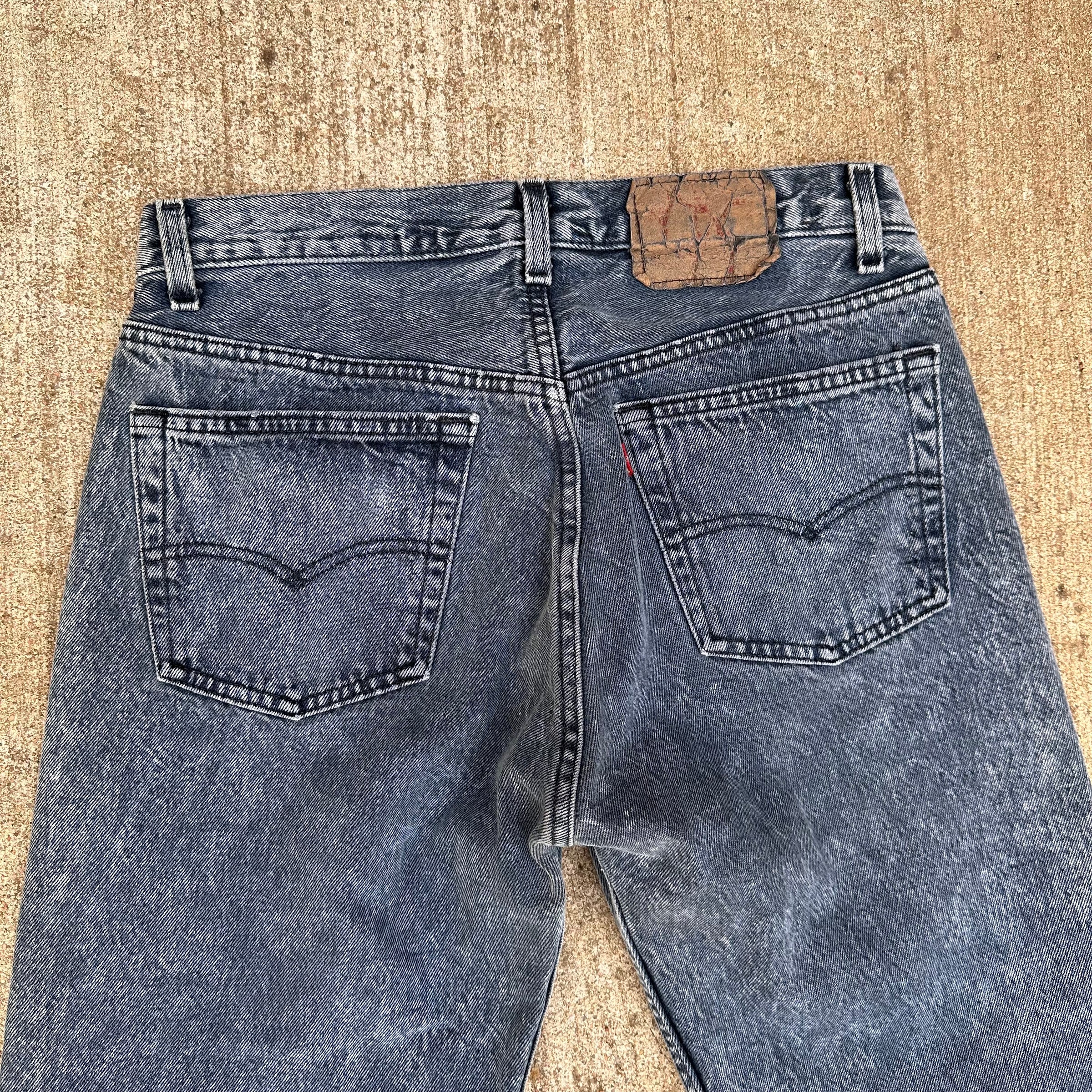1980’s Black Acid Wash Levi’s 501 Denim Jeans 30” x 30”
