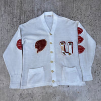 1950’s/60’s Patched Indian Head Letterman Cardigan Sweater Size 46
