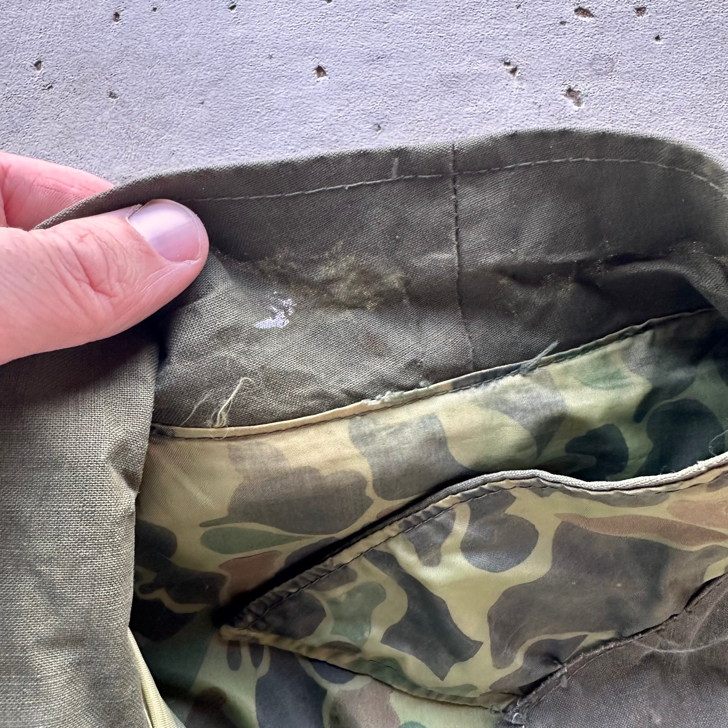 1960’s Tailor Made Reversible Korean Frogskin Camo Jacket Large