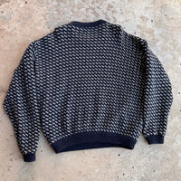 1970’s LL Bean Navy Birdseye Pattern Wool Sweater XL