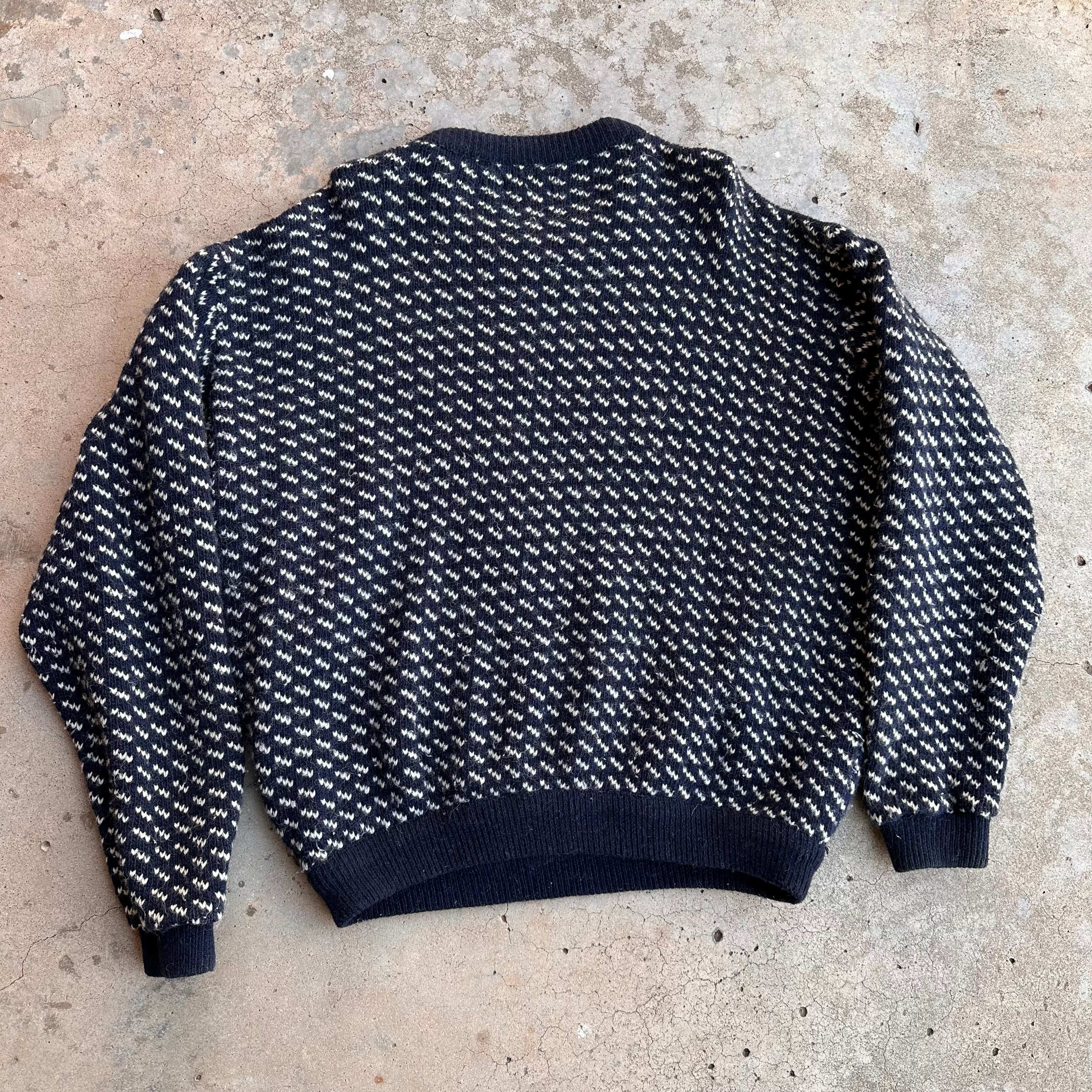 1970’s LL Bean Navy Birdseye Pattern Wool Sweater XL