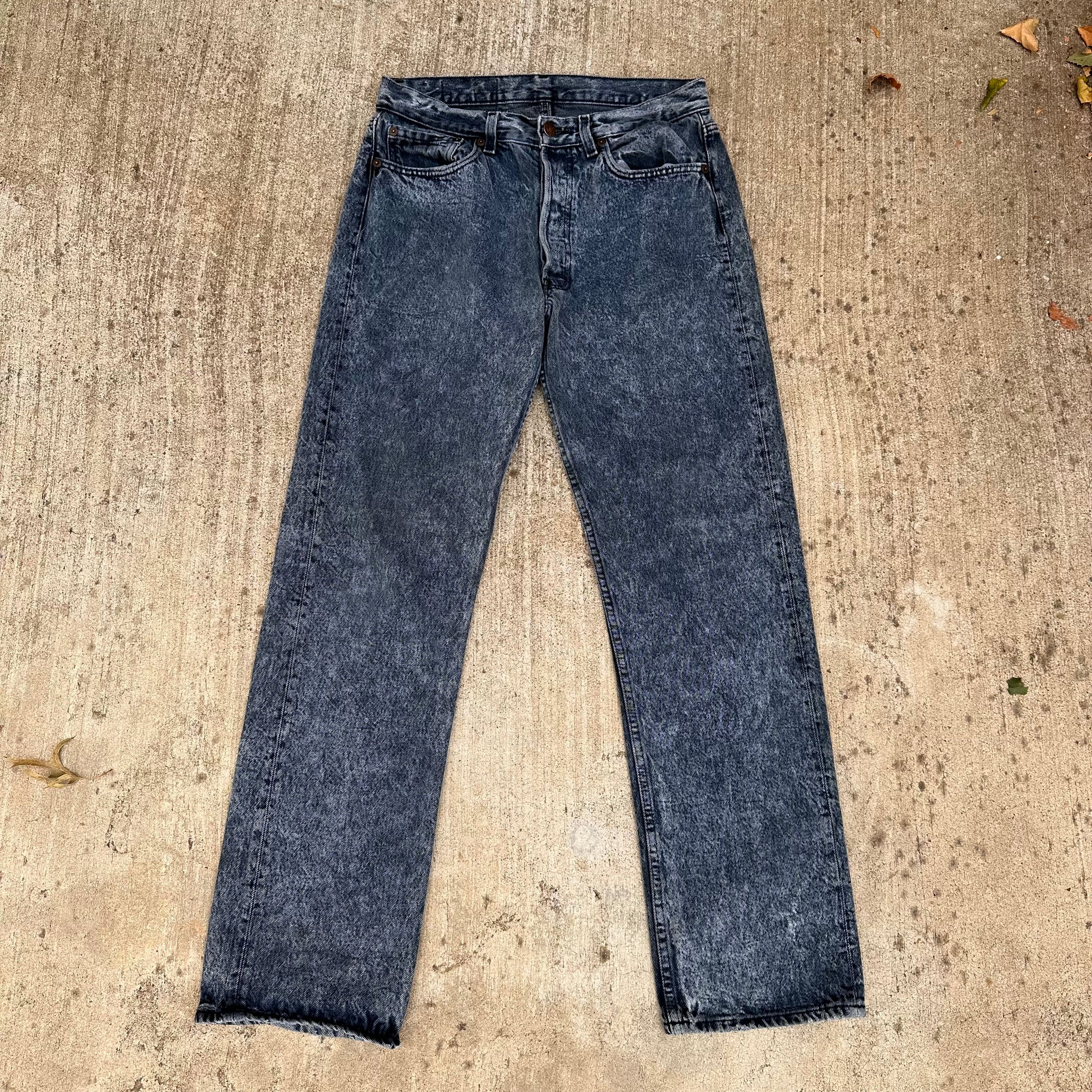 1980’s Black Acid Wash Levi’s 501 Denim Jeans 30” x 30”