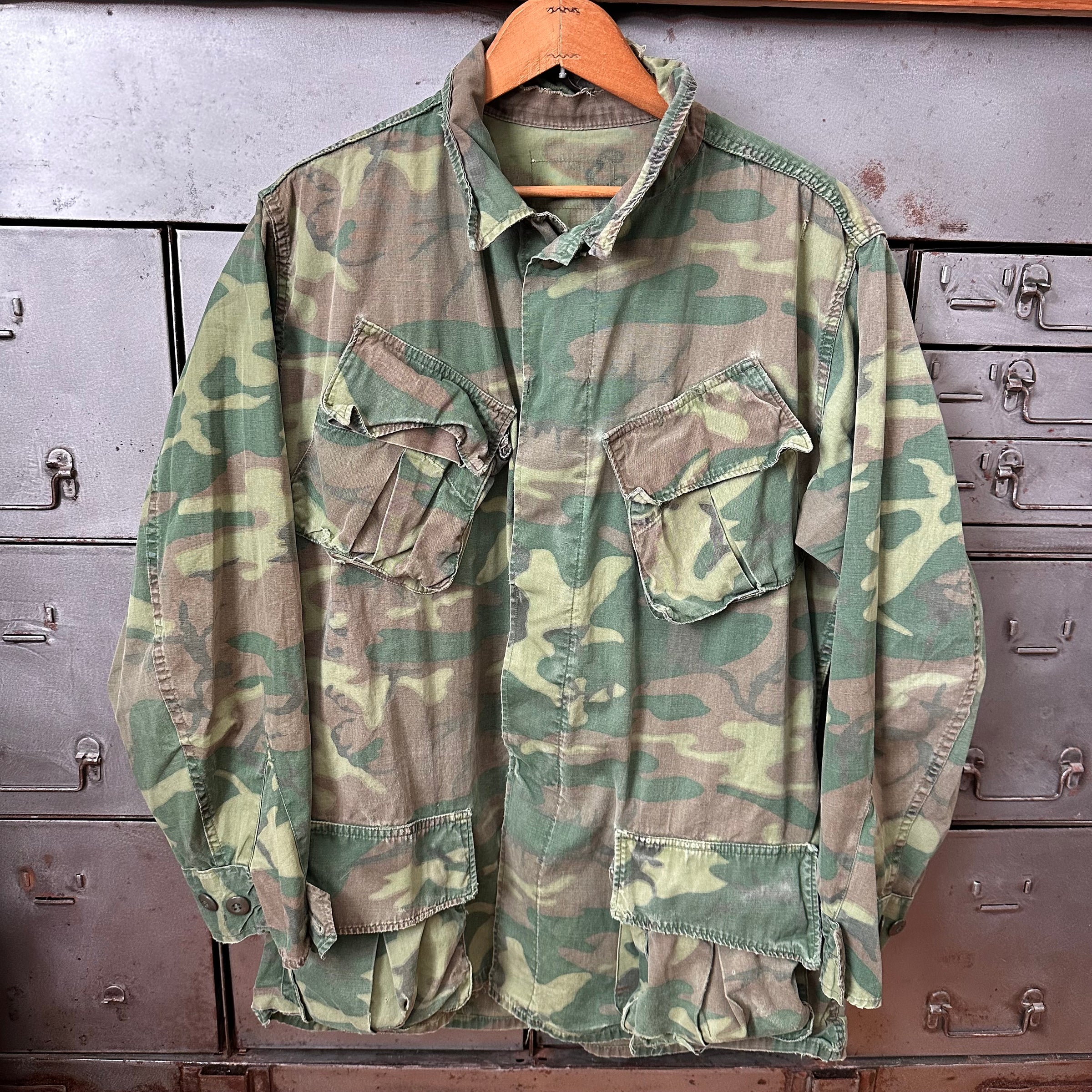 1960’s Poplin ERDL Camo Jungle Jacket Large Regular
