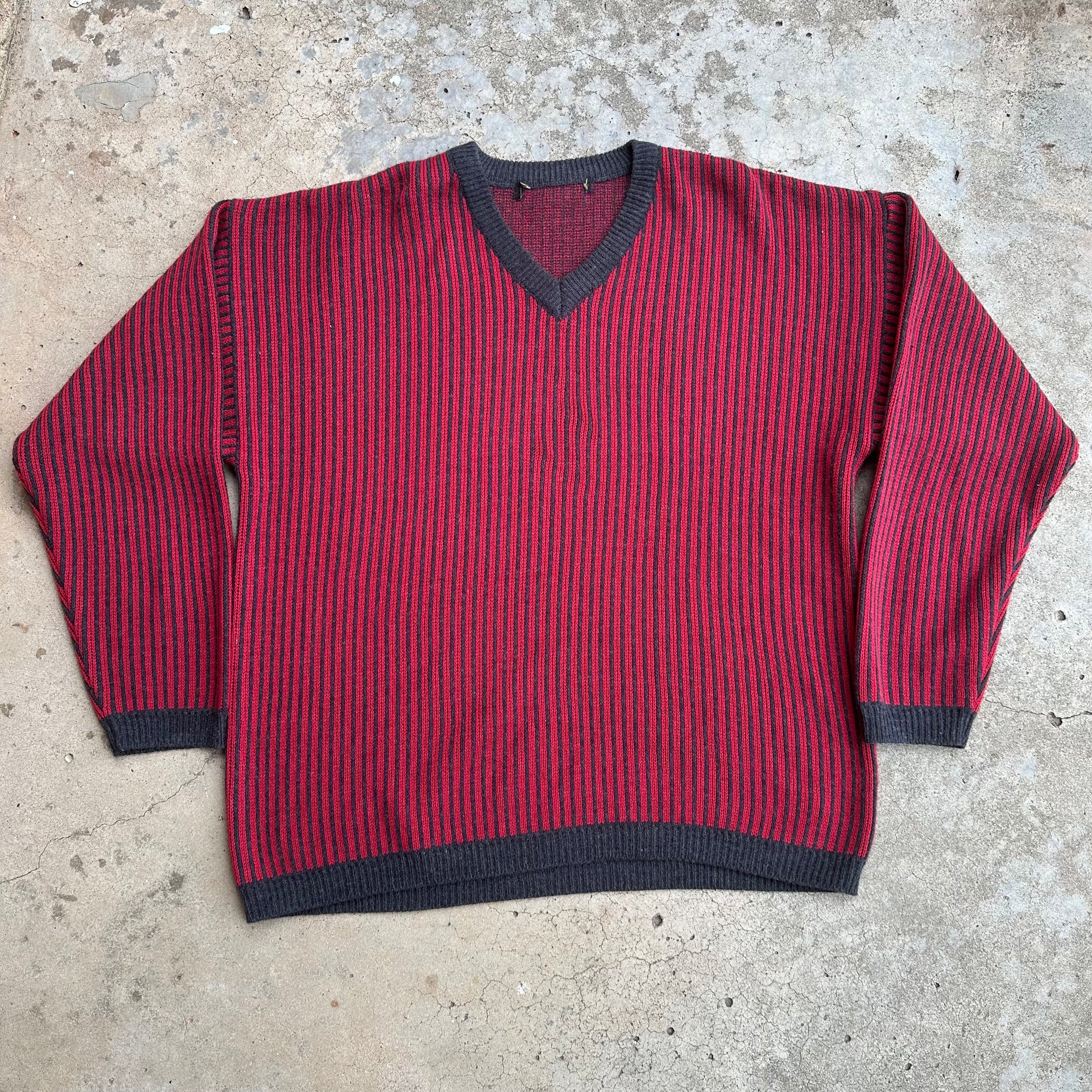 1970’s/80’s Cotton Striped V Neck Sweater XL