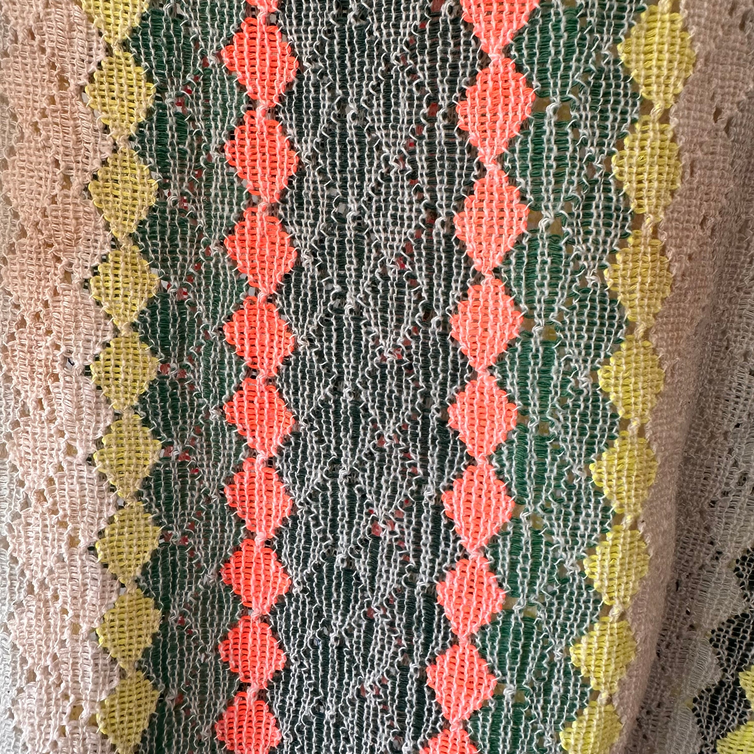 1950’s Rockabilly Style Diamond Loose Knit Short Sleeve Sweater Medium