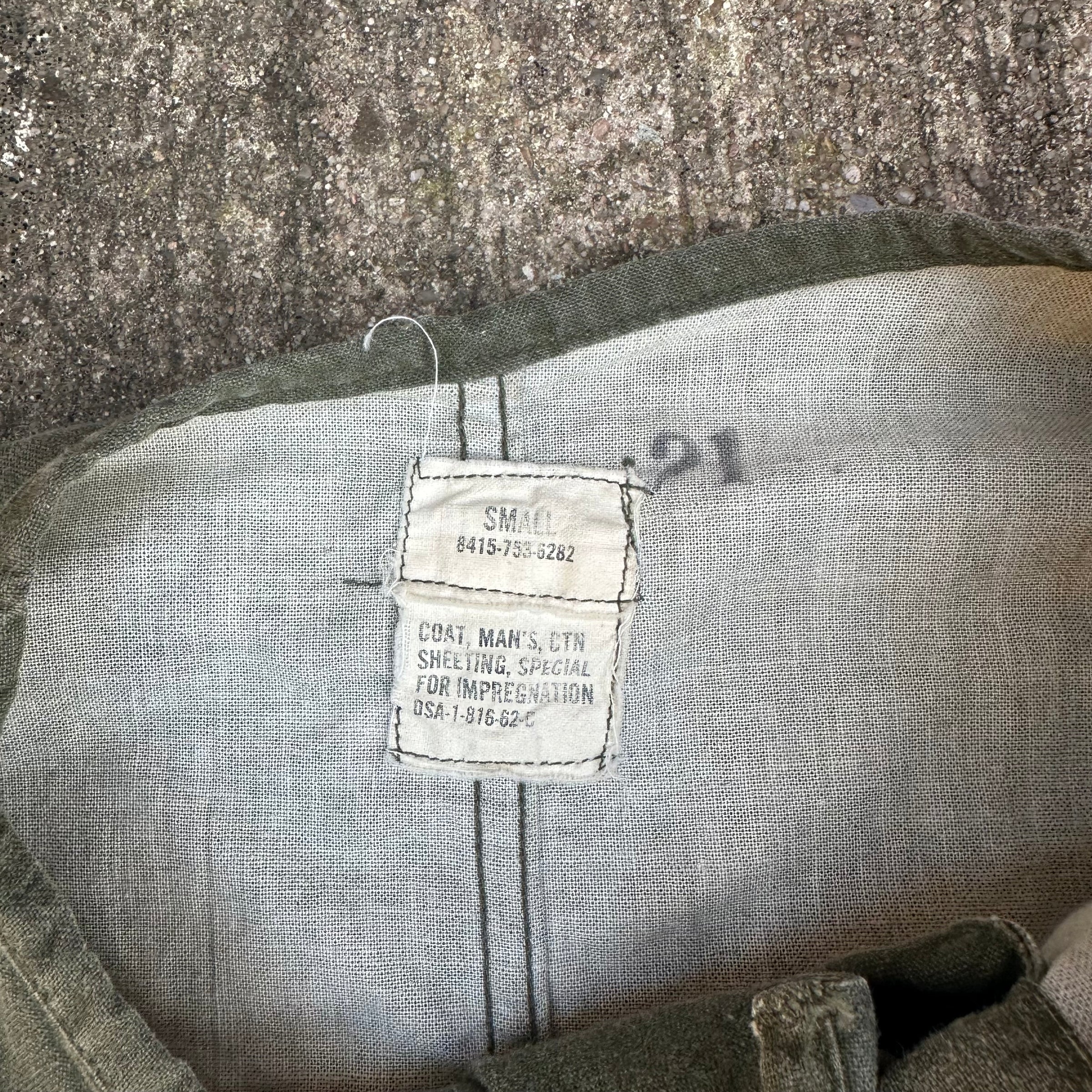 1960’s Vietnam War Vesicant Gas Protective Coat Small