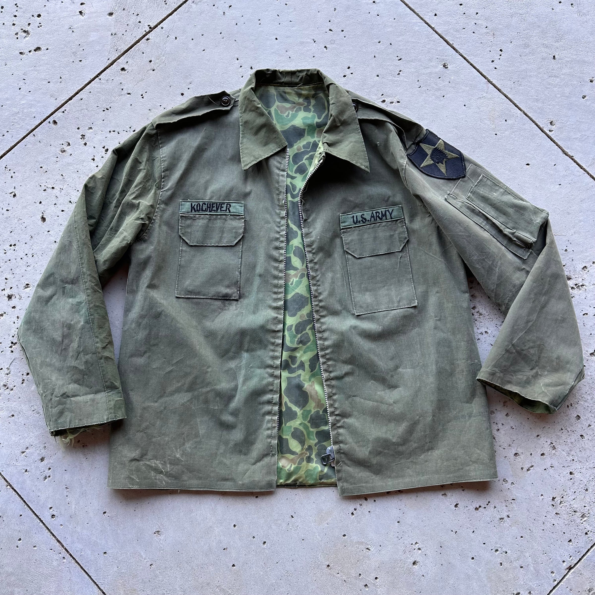 1960’s Tailor Made Reversible Korean Frogskin Camo Jacket Large
