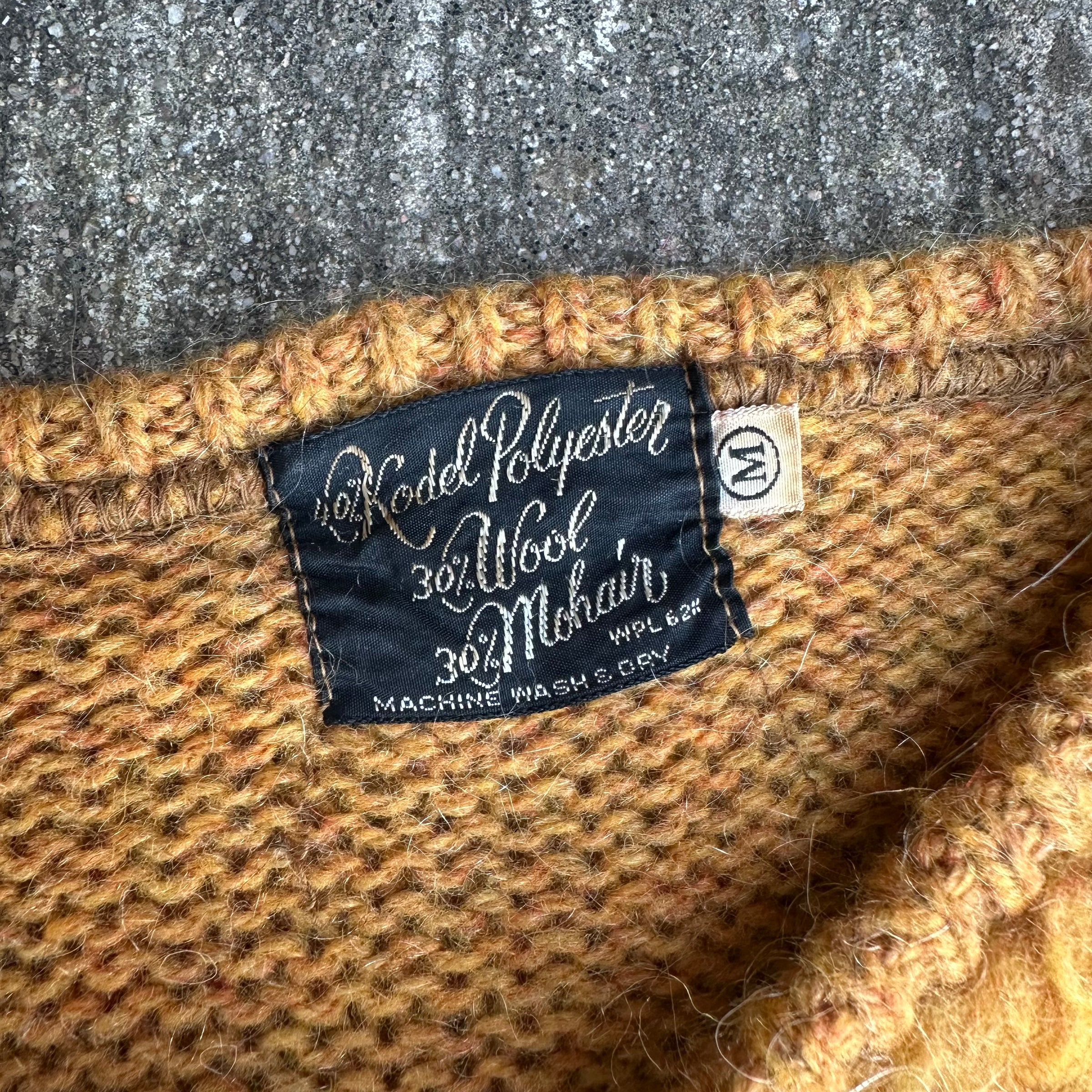 1960’s Henley Style Mohair Blend Cardigan Medium