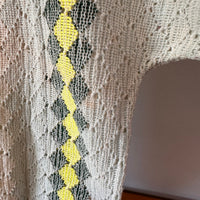 1950’s Rockabilly Style Diamond Loose Knit Short Sleeve Sweater Medium