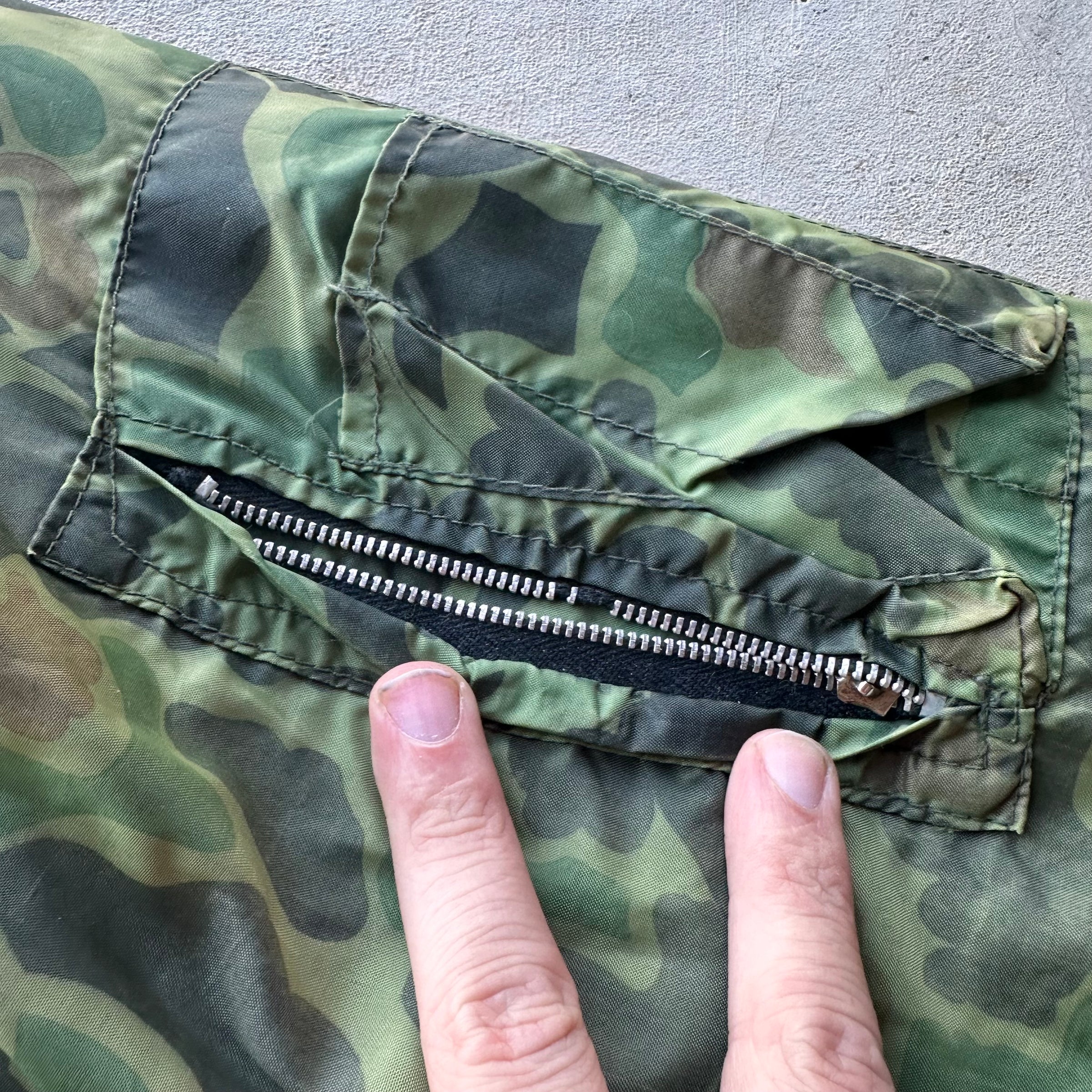 1960’s Tailor Made Reversible Korean Frogskin Camo Jacket Large