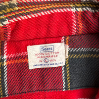 1960’s Sears Cotton Plaid Flannel Shirt 24” Chest