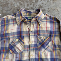 1940’s/50’s Pilgrim Repaired Plaid Cotton Flannel L/XL