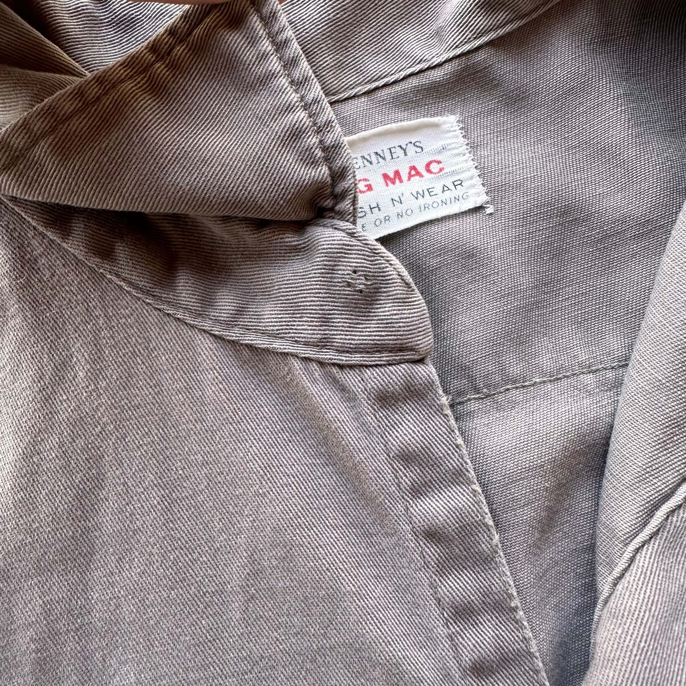 1950’s/60’s Penney’s Big Mac PBR Patched Grey Cotton Work Shirt Medium
