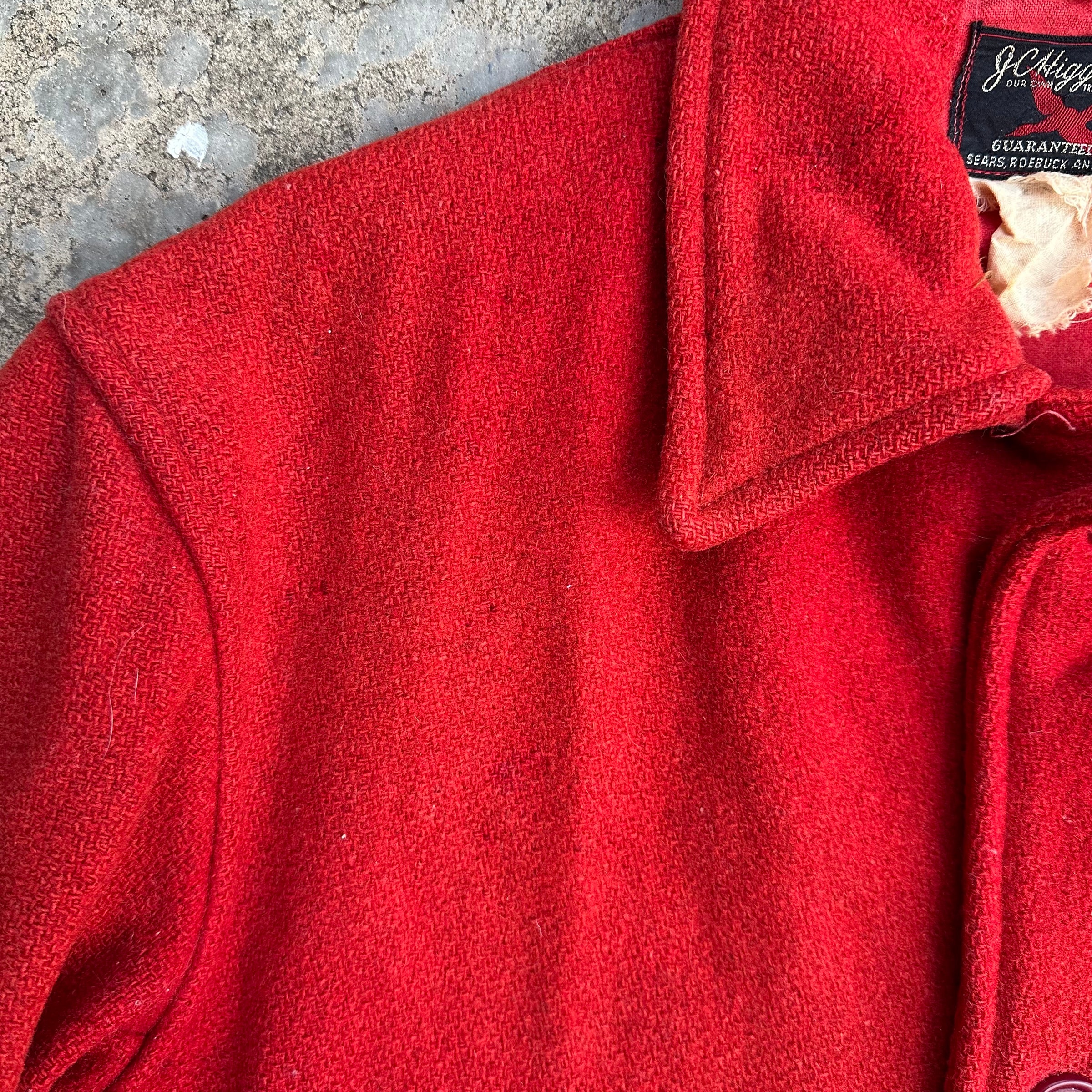 1940’s/50’s JC Higgins Red Wool Mackinaw Jacket Medium