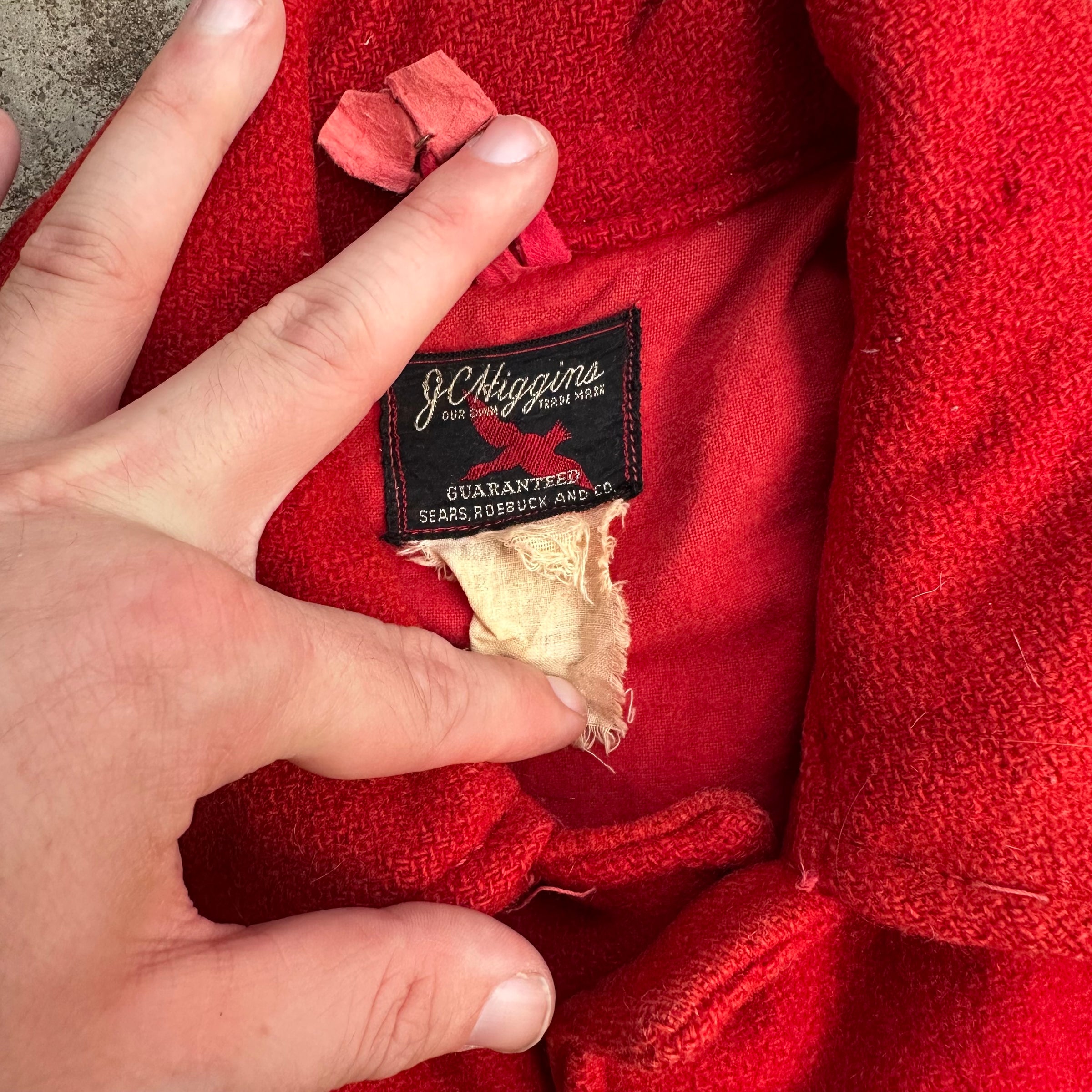 1940’s/50’s JC Higgins Red Wool Mackinaw Jacket Medium