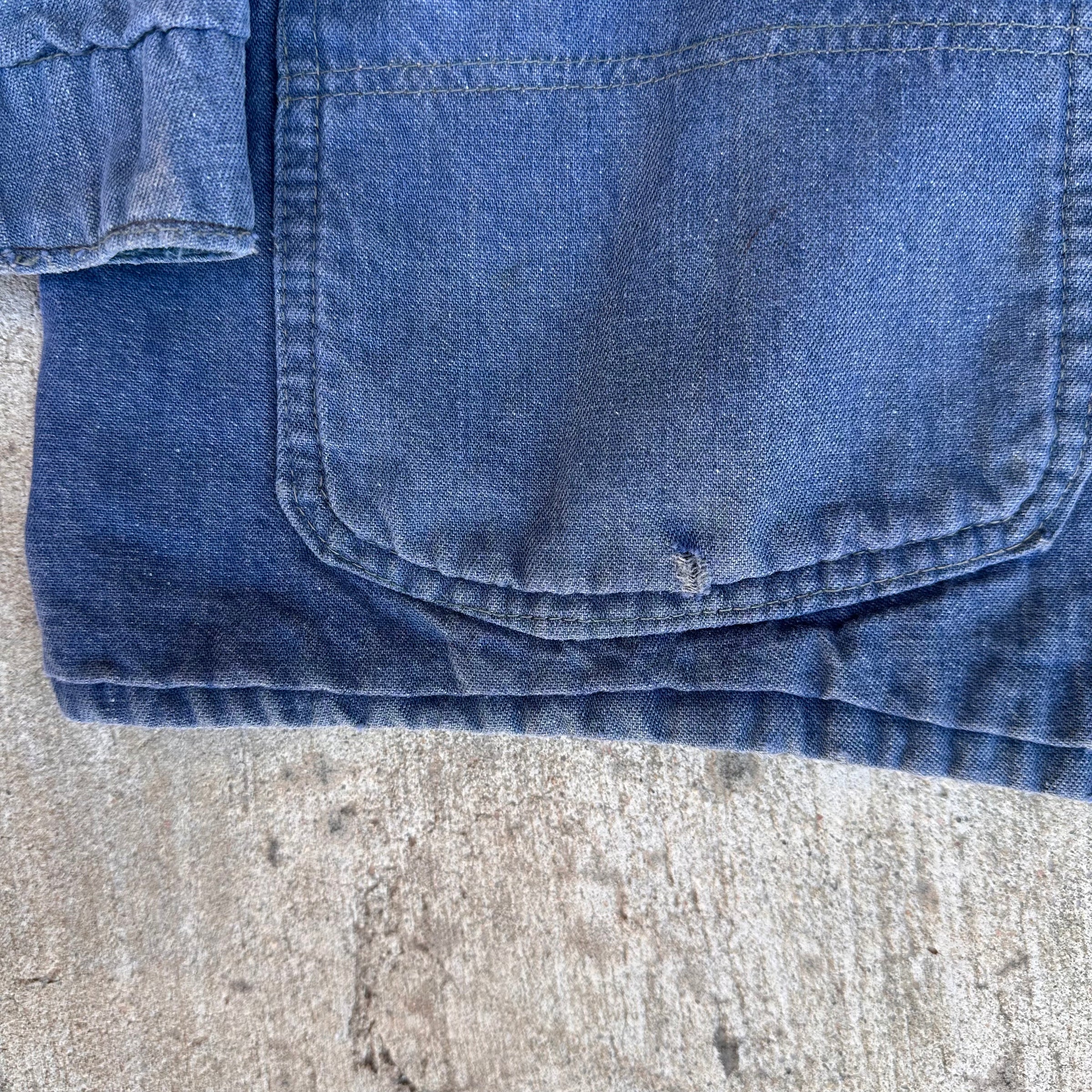 1960’s Animal Print Lined Vat Dyed Denim Chore Jacket 22.5” Chest