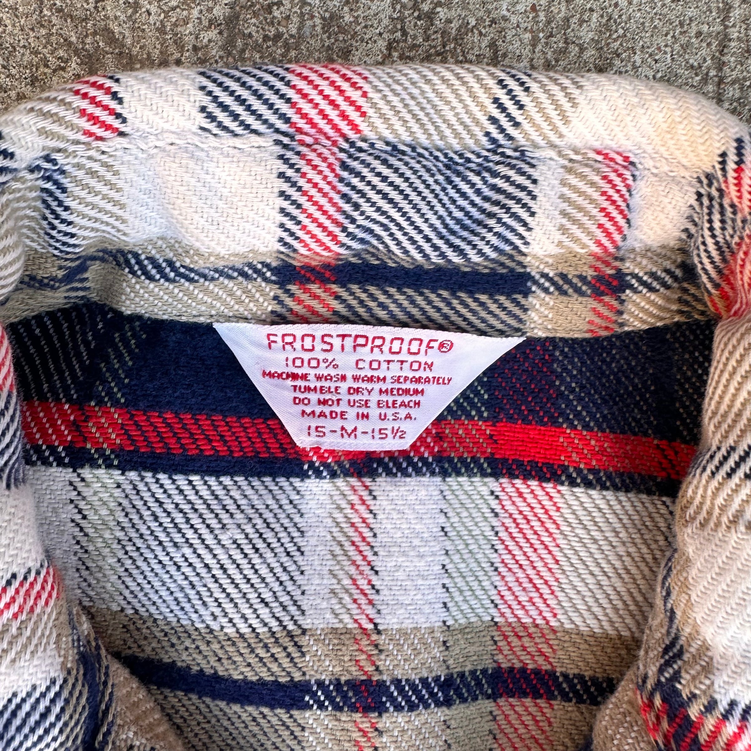 1970’s Frostproof Plaid Cotton Flannel Size Medium