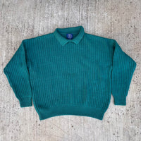 1980’s Gap Teal Ramie/Cotton Blend Collared Ribbed Sweater M/L