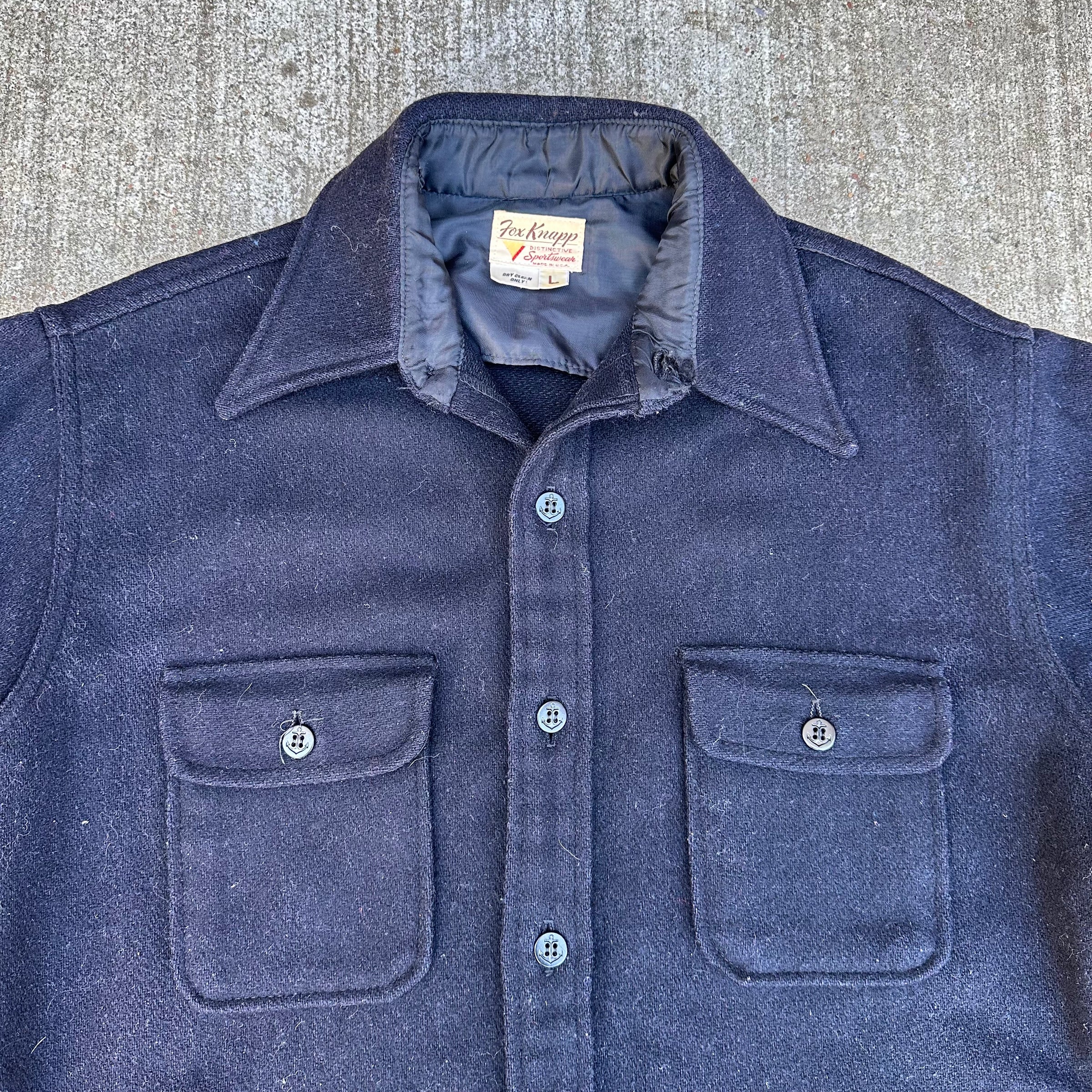 1960’s Fox Knapp Distinctive Sportswear Wool CPO Shirt Large