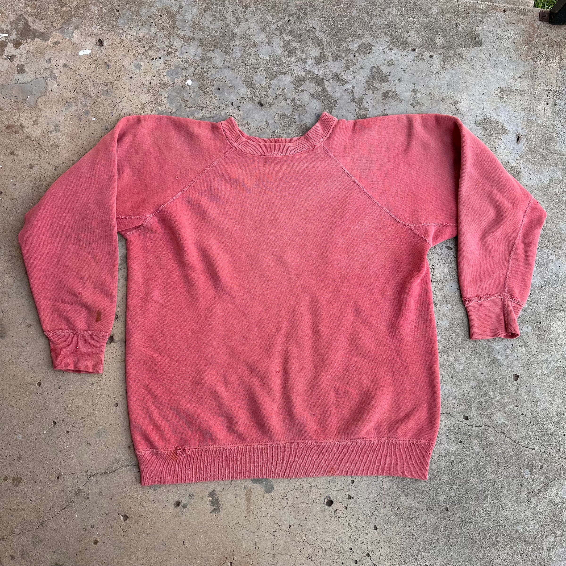 1950’s/60’s Faded Red Raglan Crewneck Sweatshirt 21” Chest