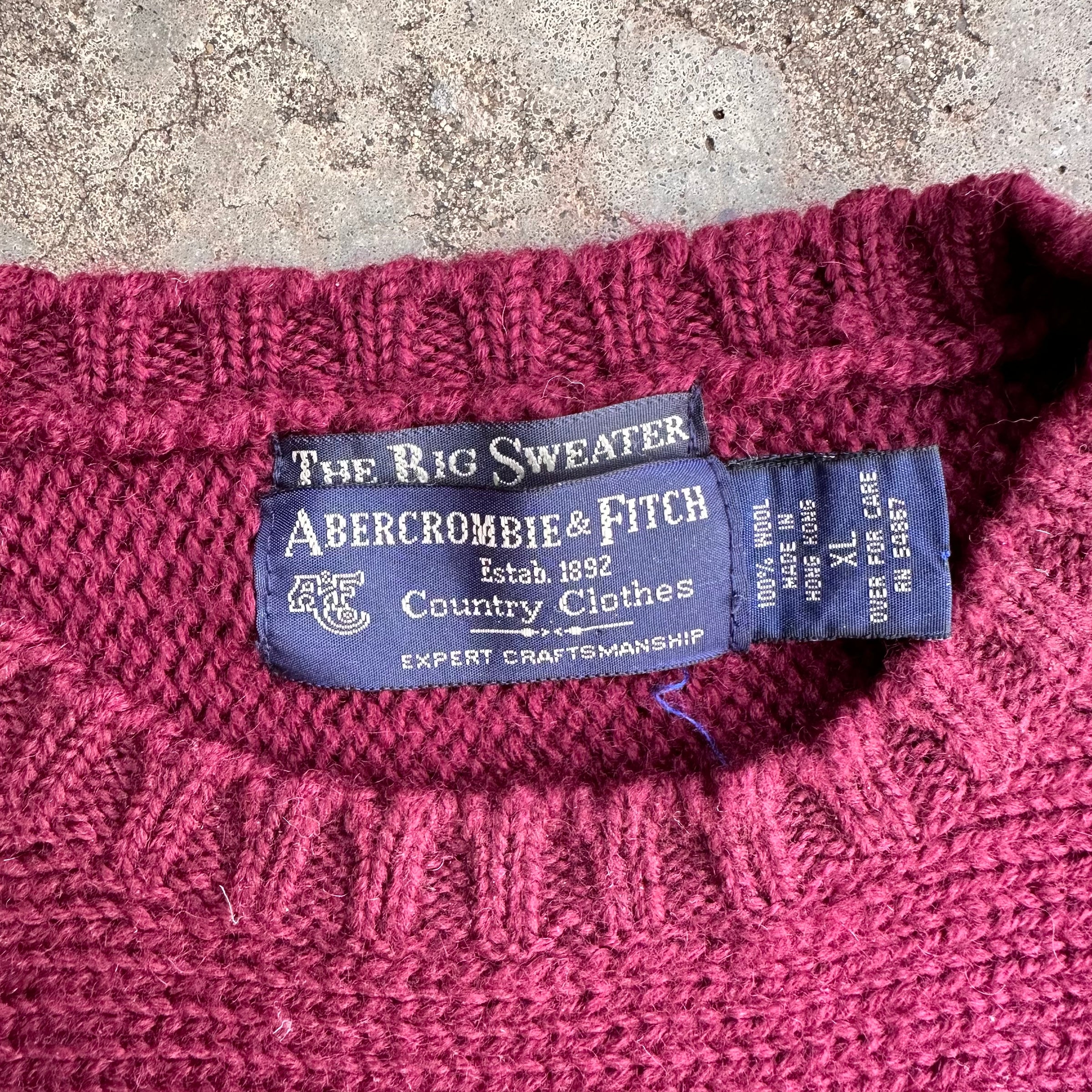 1980’s/90’s Abercrombie & Fitch Burgundy Wool Sweater XL