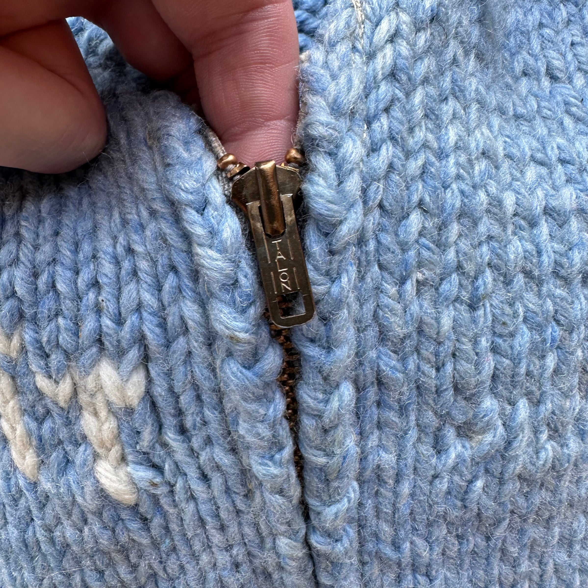 1960’s Light Blue Elk Cowichan Sweater XL