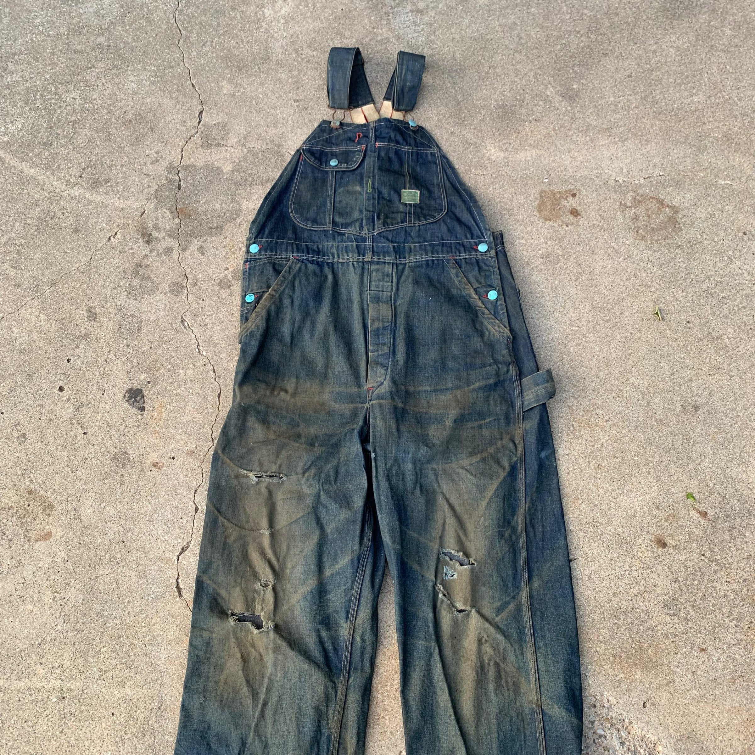 1940’s/50’s Jack Rabbit Low Back Denim Overalls 35” x 32”