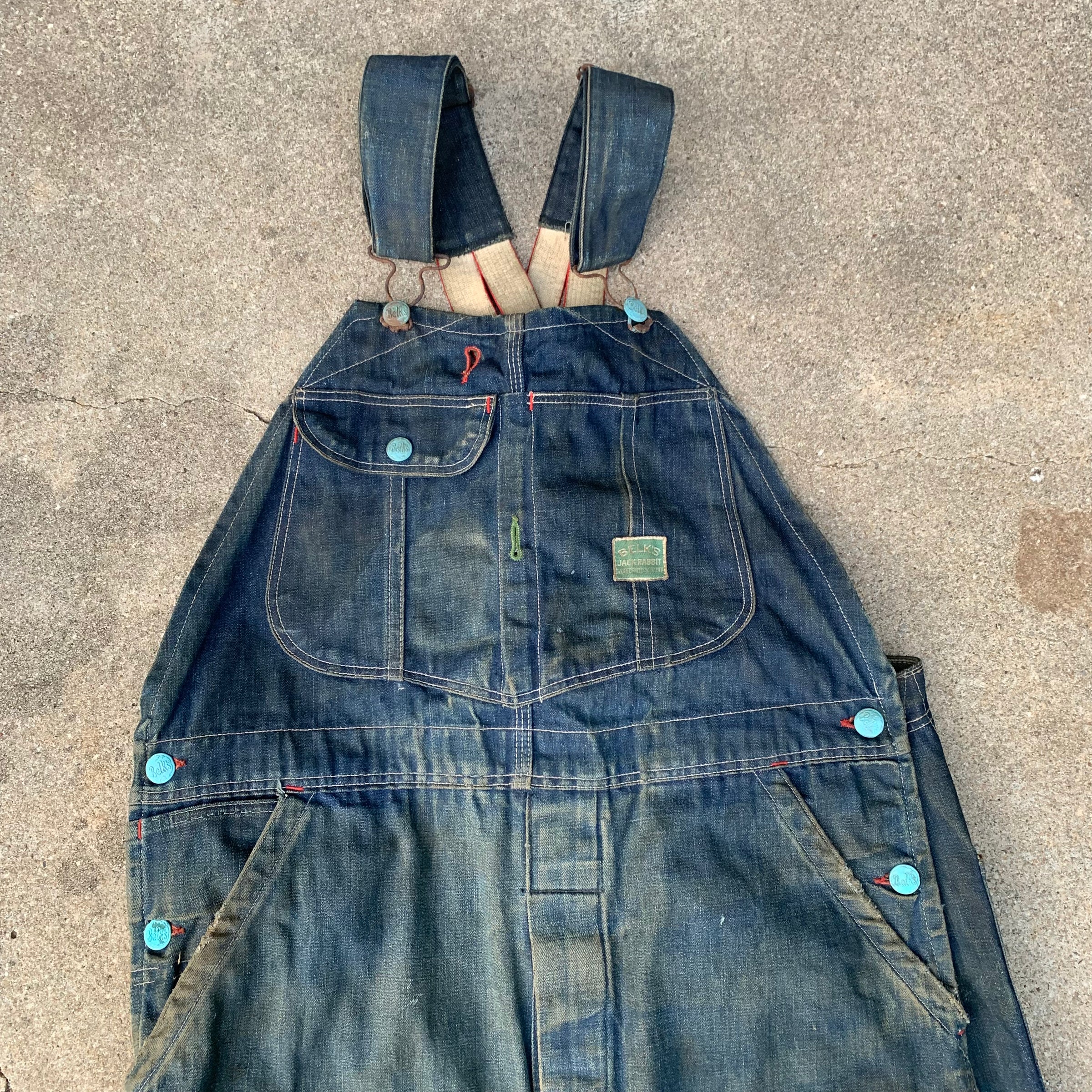 1940’s/50’s Jack Rabbit Low Back Denim Overalls 35” x 32”