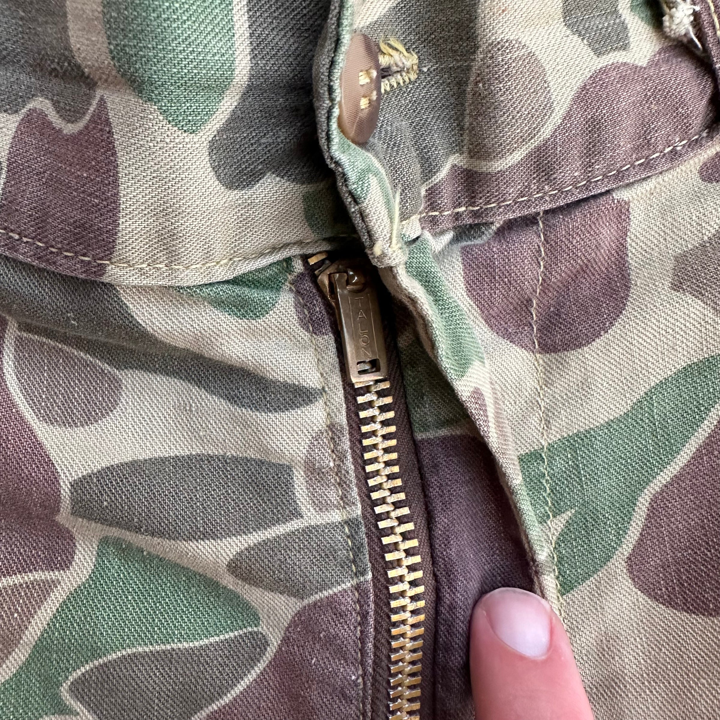 1950’s Repaired Frogskin Camo Hunting Pants 32” - 34” x 29”