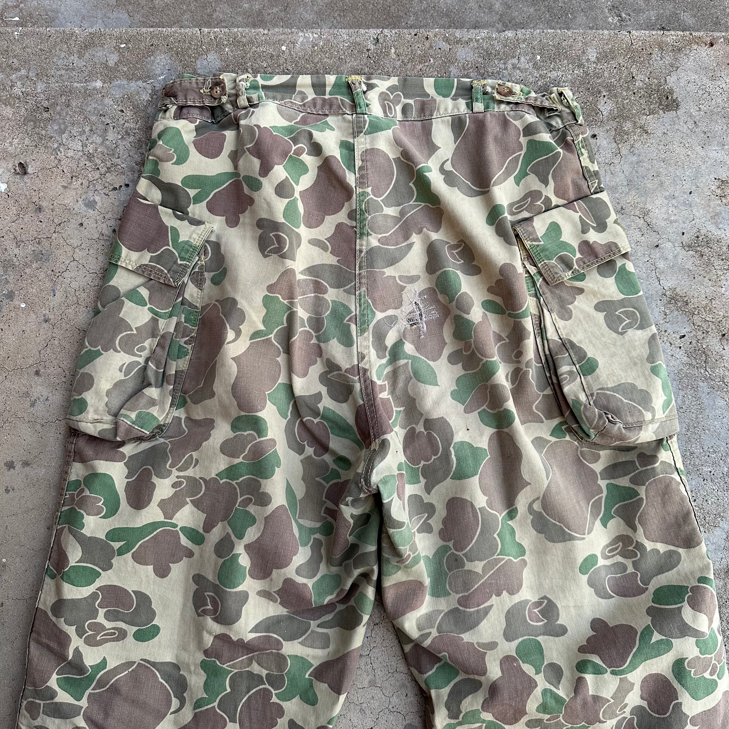 1950’s Repaired Frogskin Camo Hunting Pants 32” - 34” x 29”