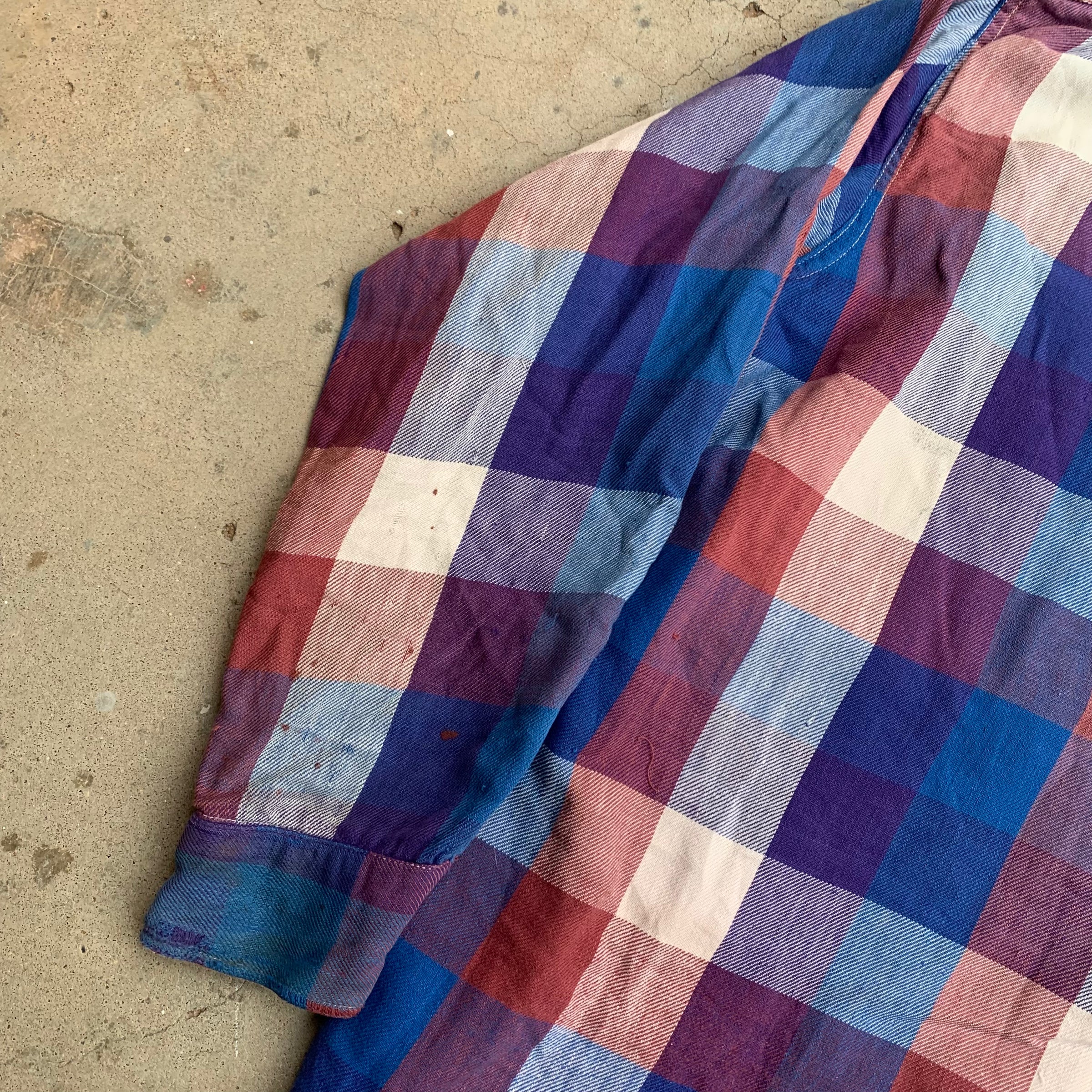 1950’s Thrashed Sun Valley Cotton Flannel Shirt Medium