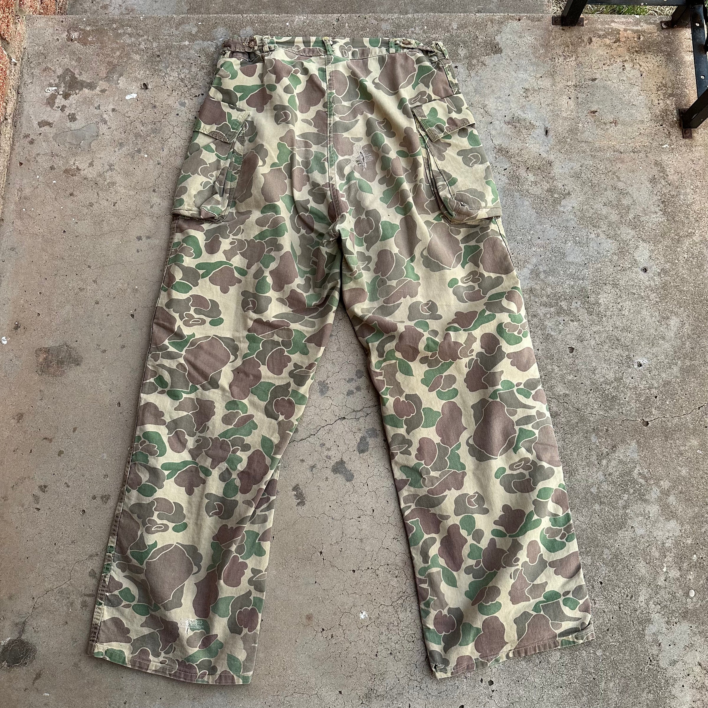 1950’s Repaired Frogskin Camo Hunting Pants 32” - 34” x 29”