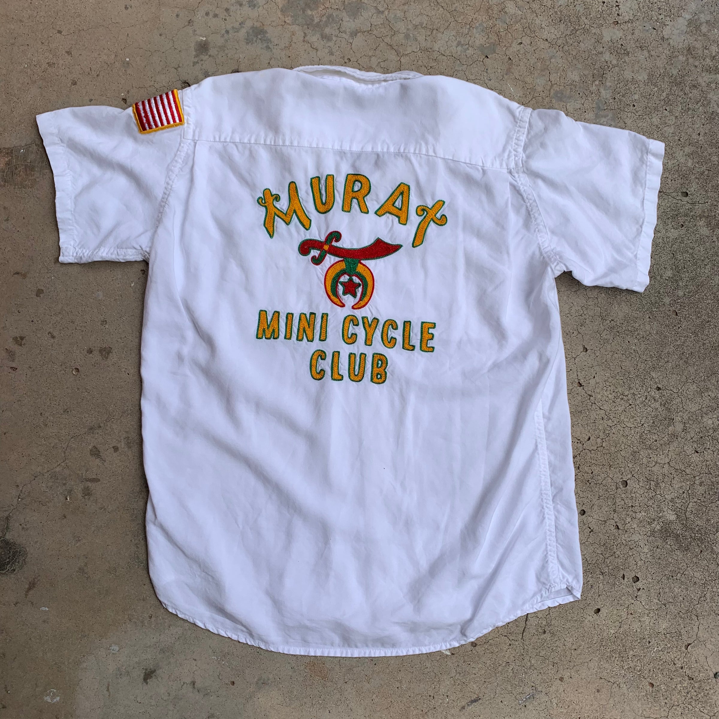 1960's Shriners Silk Embroidered Bowling Shirt Small